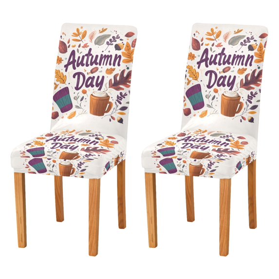 Yayeee 2 Pack Dining Chair Covers Stretch Parson Chairs Slipcovers Seat Protector, Warm Autumn Day
