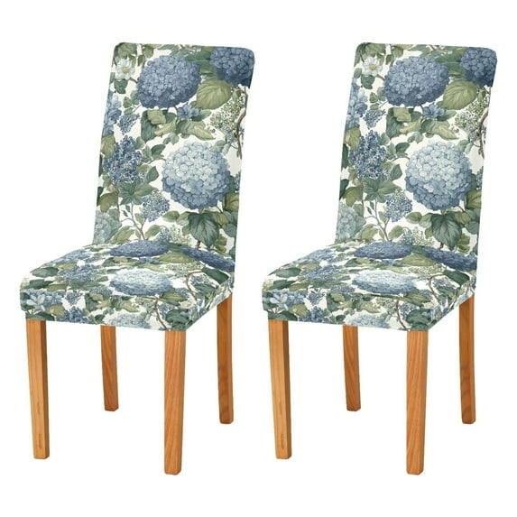 Yayeee 2 Pack Dining Chair Covers Stretch Parson Chairs Slipcovers Seat Protector, Watercolor Hydrangeas Pattern