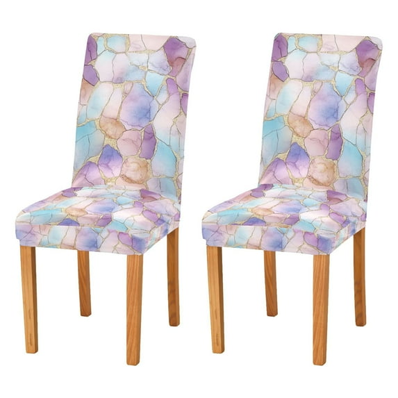 Yayeee 2 Pack Dining Chair Covers Stretch Parson Chairs Slipcovers Seat Protector, Watercolor Marble Pattern