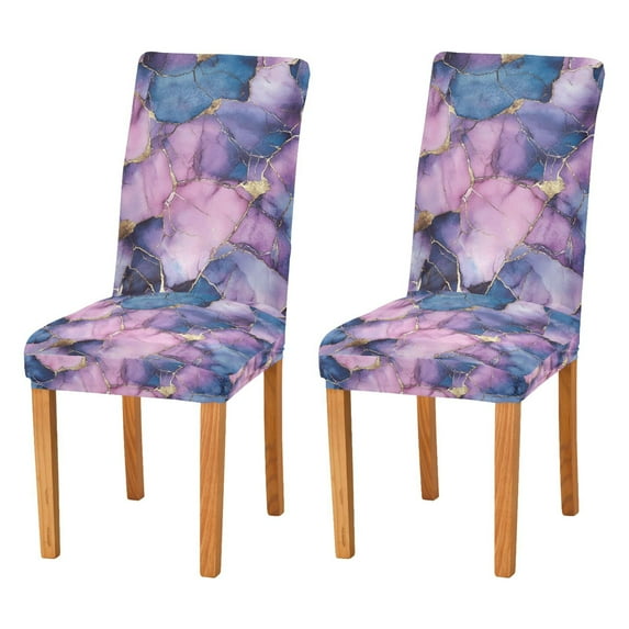 Yayeee 2 Pack Dining Chair Covers Stretch Parson Chairs Slipcovers Seat Protector, Watercolor Pink Marble Pattern