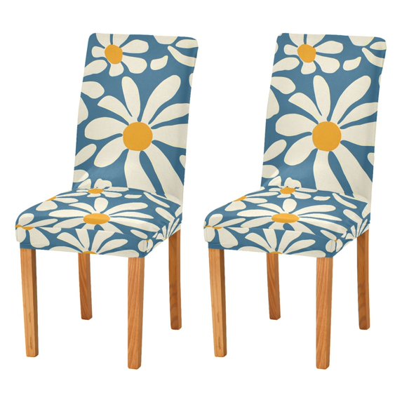 Yayeee 2 Pack Dining Chair Covers Stretch Parson Chairs Slipcovers Seat Protector, Whimsy Daisy Pattern