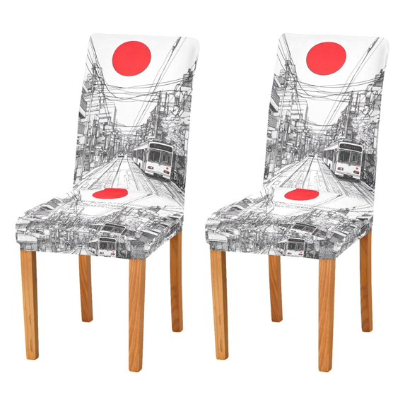 Yayeee 2 Pack Dining Chair Covers Stretch Parson Chairs Slipcovers Seat Protector, White Streets