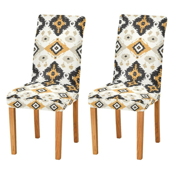 Yayeee 2 Pack Dining Chair Covers Stretch Parson Chairs Slipcovers Seat Protector, White and Black
