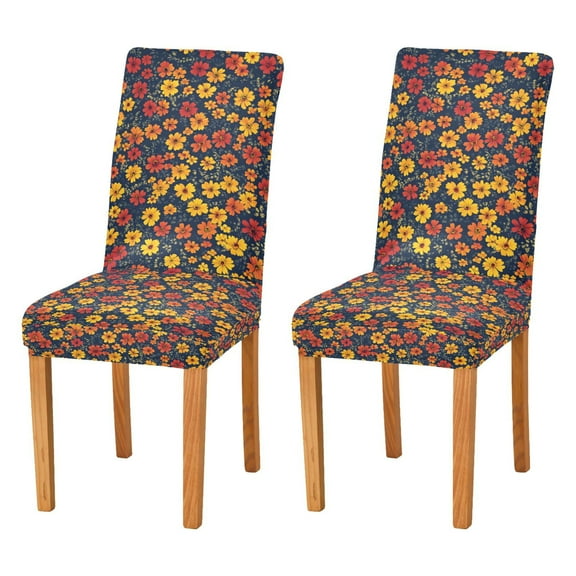 Yayeee 2 Pack Dining Chair Covers Stretch Parson Chairs Slipcovers Seat Protector, Yellow Floral