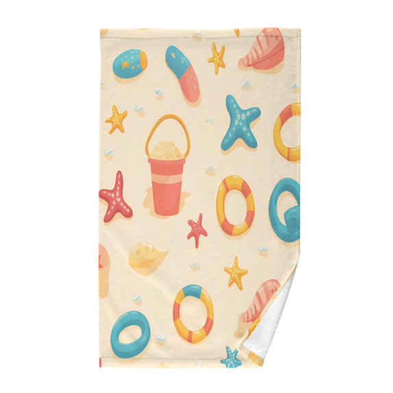 Yayeee 2 Pack Hand Towels for Bathroom 100% Cotton 16" x 28" Soft Absorbent Kitchen Towel, Beach Pattern