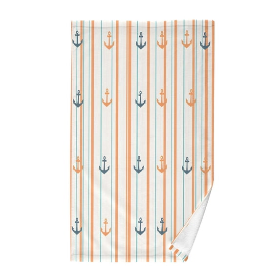 Yayeee 2 Pack Hand Towels for Bathroom 100% Cotton 16" x 28" Kitchen Towel, Beige Nautical Pattern