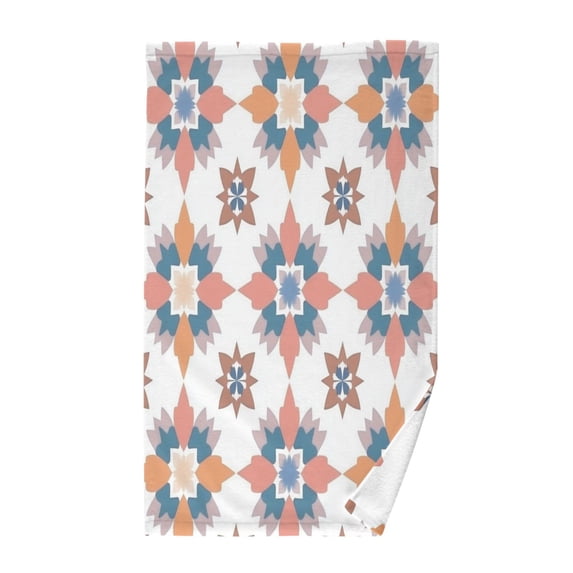 Yayeee 2 Pack Hand Towels for Bathroom 100% Cotton 16" x 28" Soft Absorbent Kitchen Towel, Blue Abstract Pattern