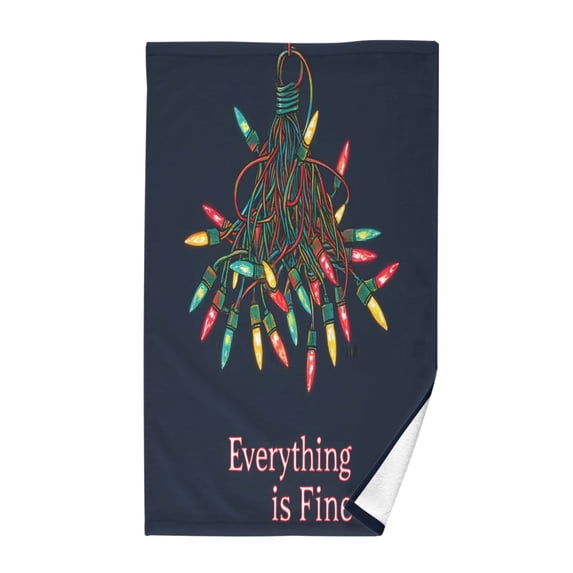 Yayeee 2 Pack Hand Towels for Bathroom 100% Cotton 16" x 28" Kitchen Towel, Blue Christmas Light