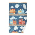 thumbnail image 1 of Yayeee 2 Pack Hand Towels for Bathroom 100% Cotton 16" x 28" Soft Absorbent Kitchen Towel, Blue Cute Train Pattern, 1 of 7