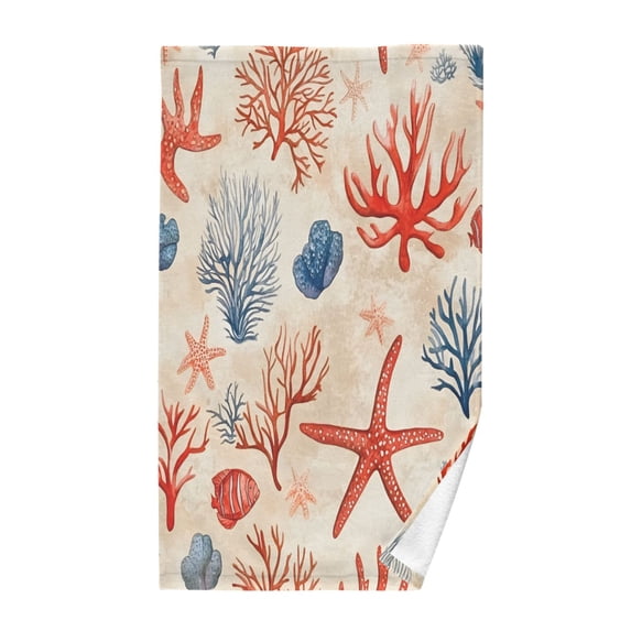 Yayeee 2 Pack Hand Towels for Bathroom 100% Cotton 16" x 28" Soft Absorbent Kitchen Towel, Blue Starfish