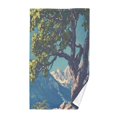 thumbnail image 1 of Yayeee 2 Pack Hand Towels for Bathroom 100% Cotton 16" x 28" Soft Absorbent Kitchen Towel, Blue Tree, 1 of 7