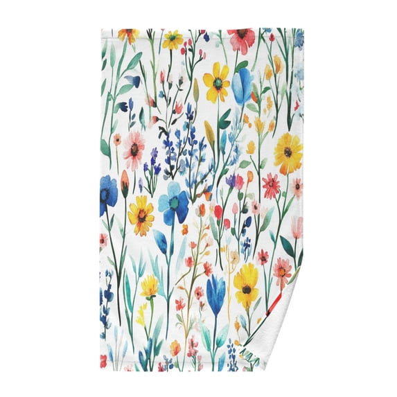 Yayeee 2 Pack Hand Towels for Bathroom 100% Cotton 16" x 28" Soft Absorbent Kitchen Towel, Blue Wildflower Pattern