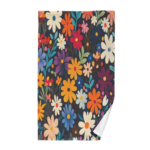 Yayeee 2 Pack Hand Towels for Bathroom 100% Cotton 16" x 28" Soft Absorbent Kitchen Towel, Bright Colorful Flowers Pattern