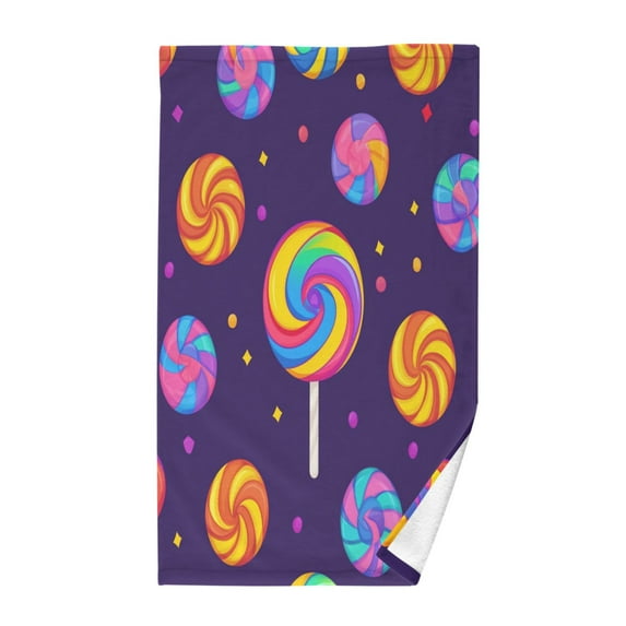 Yayeee 2 Pack Hand Towels for Bathroom 100% Cotton 16" x 28" Kitchen Towel, Candy Carnival