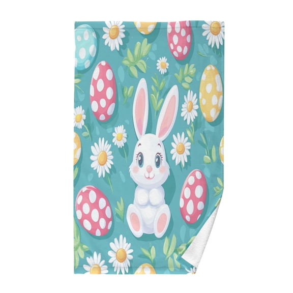 Yayeee 2 Pack Hand Towels for Bathroom 100% Cotton 16" x 28" Soft Absorbent Kitchen Towel, Cartoon Easter Bunny