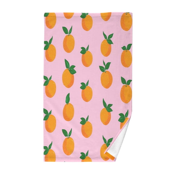 Yayeee 2 Pack Hand Towels for Bathroom 100% Cotton 16" x 28" Soft Absorbent Kitchen Towel, Cartoon Oranges