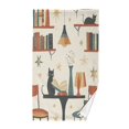 thumbnail image 1 of Yayeee 2 Pack Hand Towels for Bathroom 100% Cotton 16" x 28" Soft Absorbent Kitchen Towel, Cats Reading Pattern, 1 of 7