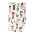 thumbnail image 1 of Yayeee 2 Pack Hand Towels for Bathroom 100% Cotton 16" x 28" Soft Absorbent Kitchen Towel, Christmas Cups, 1 of 7