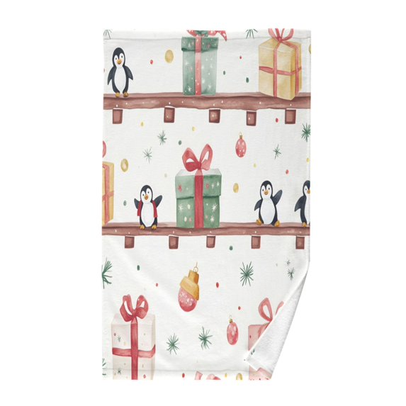 Yayeee 2 Pack Hand Towels for Bathroom 100% Cotton 16" x 28" Kitchen Towel, Christmas Gift Train