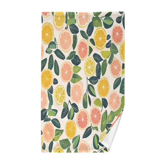 Yayeee 2 Pack Hand Towels for Bathroom 100% Cotton 16" x 28" Soft Absorbent Kitchen Towel, Citrus Fruits