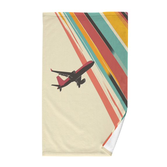 Yayeee 2 Pack Hand Towels for Bathroom 100% Cotton 16" x 28" Soft Absorbent Kitchen Towel, Colorful Plane Stripes