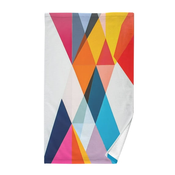 Yayeee 2 Pack Hand Towels for Bathroom 100% Cotton 16" x 28" Kitchen Towel, Colorful Triangles