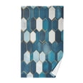 thumbnail image 1 of Yayeee 2 Pack Hand Towels for Bathroom 100% Cotton 16" x 28" Soft Absorbent Kitchen Towel, Dark Blue Hexagon Patterns, 1 of 7