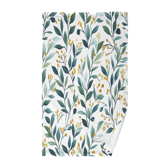 Yayeee 2 Pack Hand Towels for Bathroom 100% Cotton 16" x 28" Soft Absorbent Kitchen Towel, Darker Leafy Pattern