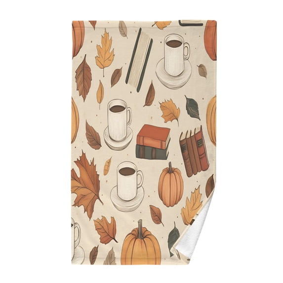 Yayeee 2 Pack Hand Towels for Bathroom 100% Cotton 16" x 28" Soft Absorbent Kitchen Towel, Fall Book