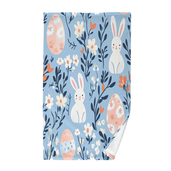 Yayeee 2 Pack Hand Towels for Bathroom 100% Cotton 16" x 28" Kitchen Towel, Floral Easter Rabbits
