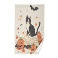 thumbnail image 1 of Yayeee 2 Pack Hand Towels for Bathroom 100% Cotton 16" x 28" Soft Absorbent Kitchen Towel, Gray Cartoon Halloween Cat, 1 of 7