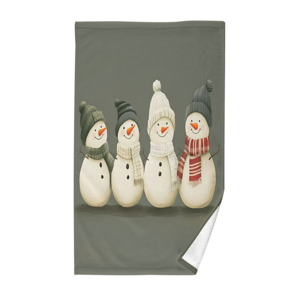 Yayeee 2 Pack Hand Towels for Bathroom 100% Cotton 16" x 28" Kitchen Towel, Gray Snowmen