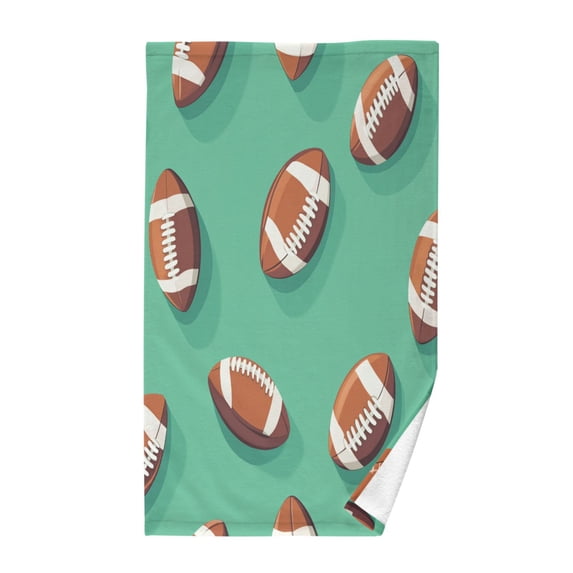 Yayeee 2 Pack Hand Towels for Bathroom 100% Cotton 16" x 28" Soft Absorbent Kitchen Towel, Green American Footballs