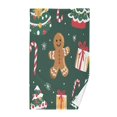 thumbnail image 1 of Yayeee 2 Pack Hand Towels for Bathroom 100% Cotton 16" x 28" Kitchen Towel, Green Christmas Gingerbread, 1 of 7