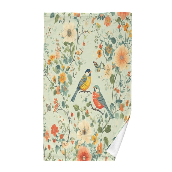 Yayeee 2 Pack Hand Towels for Bathroom 100% Cotton 16" x 28" Soft Absorbent Kitchen Towel, Green Floral Pattern