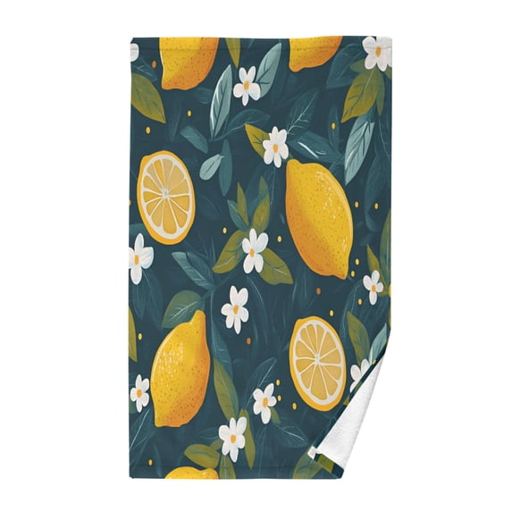 Yayeee 2 Pack Hand Towels for Bathroom 100% Cotton 16" x 28" Soft Absorbent Kitchen Towel, Green Lemons