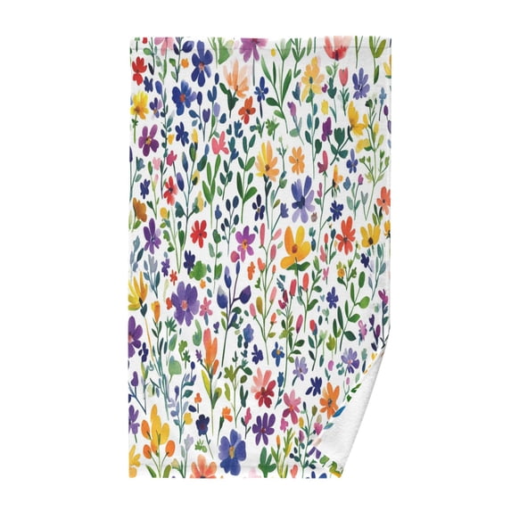 Yayeee 2 Pack Hand Towels for Bathroom 100% Cotton 16" x 28" Soft Absorbent Kitchen Towel, Green Wildflower Pattern