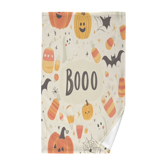 Yayeee 2 Pack Hand Towels for Bathroom 100% Cotton 16" x 28" Soft Absorbent Kitchen Towel, Halloween Cute Pumpkins