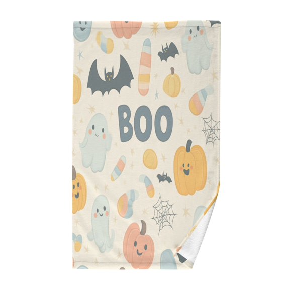 Yayeee 2 Pack Hand Towels for Bathroom 100% Cotton 16" x 28" Kitchen Towel, Halloween Cute Pumpkins