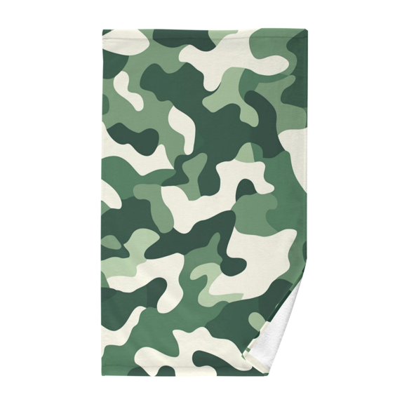 Yayeee 2 Pack Hand Towels for Bathroom 100% Cotton 16" x 28" Soft Absorbent Kitchen Towel, Light Green Camouflage Design