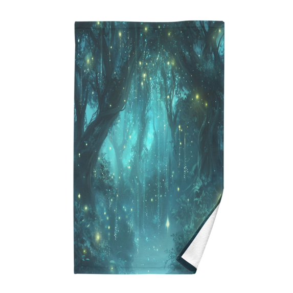 Yayeee 2 Pack Hand Towels for Bathroom 100% Cotton 16" x 28" Soft Absorbent Kitchen Towel, Magical Forest