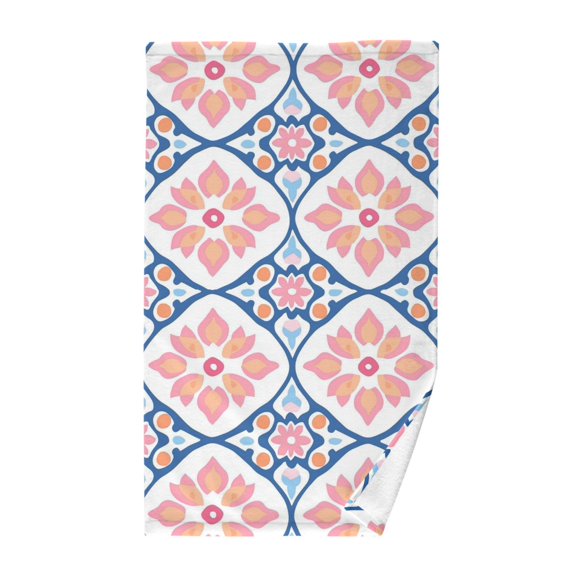 Yayeee 2 Pack Hand Towels for Bathroom 100% Cotton 16" x 28" Soft Absorbent Kitchen Towel, Mosaic Flowers Pattern