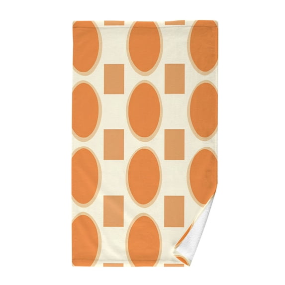 Yayeee 2 Pack Hand Towels for Bathroom 100% Cotton 16" x 28" Soft Absorbent Kitchen Towel, Orange Geometric Pattern