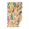 thumbnail image 1 of Yayeee 2 Pack Hand Towels for Bathroom 100% Cotton 16" x 28" Soft Absorbent Kitchen Towel, Orange Leaves, 1 of 7