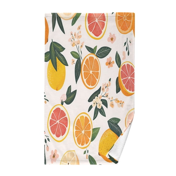 Yayeee 2 Pack Hand Towels for Bathroom 100% Cotton 16" x 28" Soft Absorbent Kitchen Towel, Orange Slices