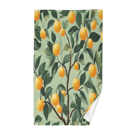Yayeee 2 Pack Hand Towels for Bathroom 100% Cotton 16" x 28" Soft Absorbent Kitchen Towel, Orange Tree