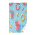 thumbnail image 1 of Yayeee 2 Pack Hand Towels for Bathroom 100% Cotton 16" x 28" Soft Absorbent Kitchen Towel, Pink Beach Toys Pattern, 1 of 7