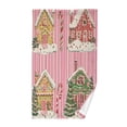 thumbnail image 1 of Yayeee 2 Pack Hand Towels for Bathroom 100% Cotton 16" x 28" Soft Absorbent Kitchen Towel, Pink Christmas House, 1 of 7
