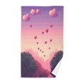 thumbnail image 1 of Yayeee 2 Pack Hand Towels for Bathroom 100% Cotton 16" x 28" Soft Absorbent Kitchen Towel, Pixel Floating Hearts, 1 of 7