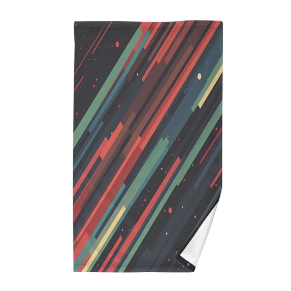 Yayeee 2 Pack Hand Towels for Bathroom 100% Cotton 16" x 28" Soft Absorbent Kitchen Towel, Red Abstract Lines